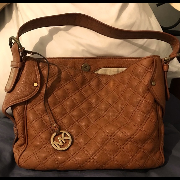 Michael Kors Quilted Brown Leather Shoulder Bag - Picture 1 of 6